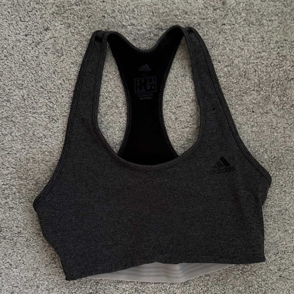 Adidas Charcoal Racerback Sports Bra